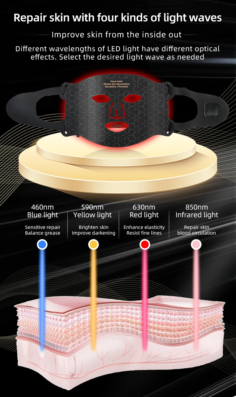 Wholesale Led Beauty face Mask Infrared Facial Beauty Silicone Led Face Mask