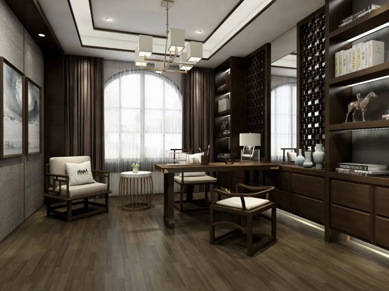 Graceful Elegant Chinese Study Room Furniture Embodying Traditional Aesthetics Crafted From Premium Natural Wood Materials