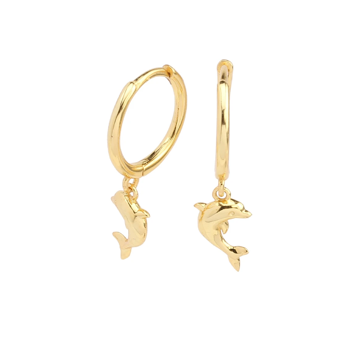 Creative Popular Sea Life Jewelry Marine bioteg Fish charms earrings gold plated 925 silver Dolphin Earrings Hoop