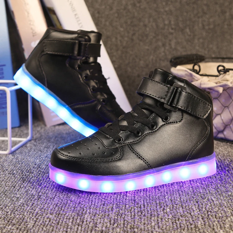 Hot-selling high-top USB rechargeable night leisure shoes multi-color LED flash shoes