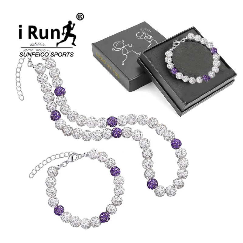 iRun Custom Rhinestone Baseball Inspired Beaded Necklace Athletes Sport Discoball Necklaces Polymer Clay Beaded Necklace