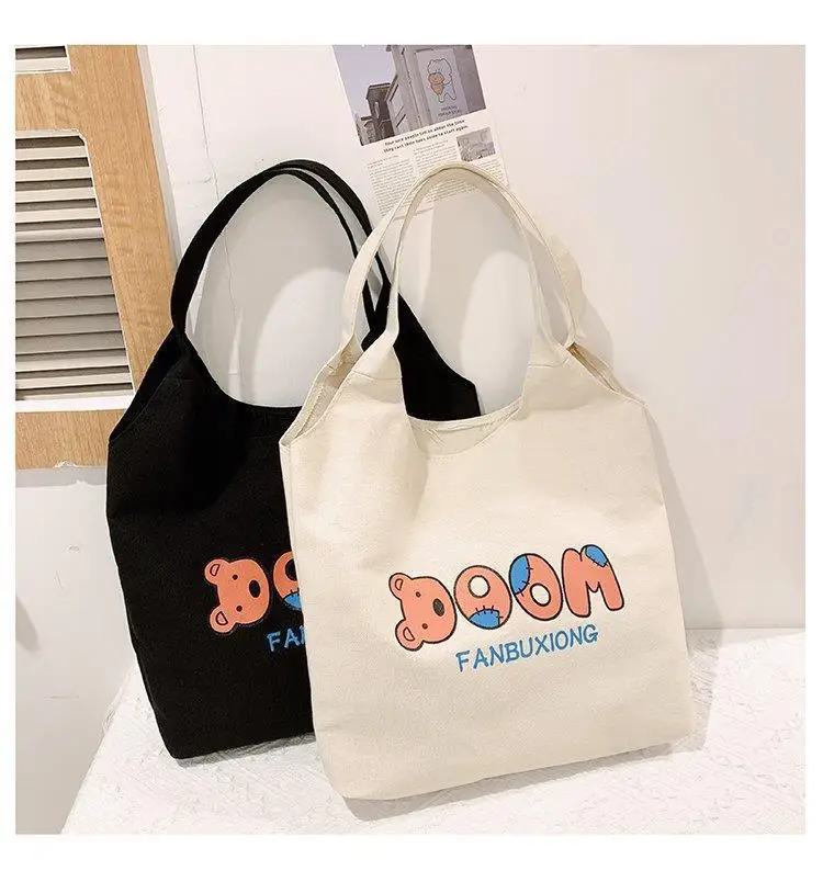 Portable Canvas Shoulder Bag Shopping Bag for Girls