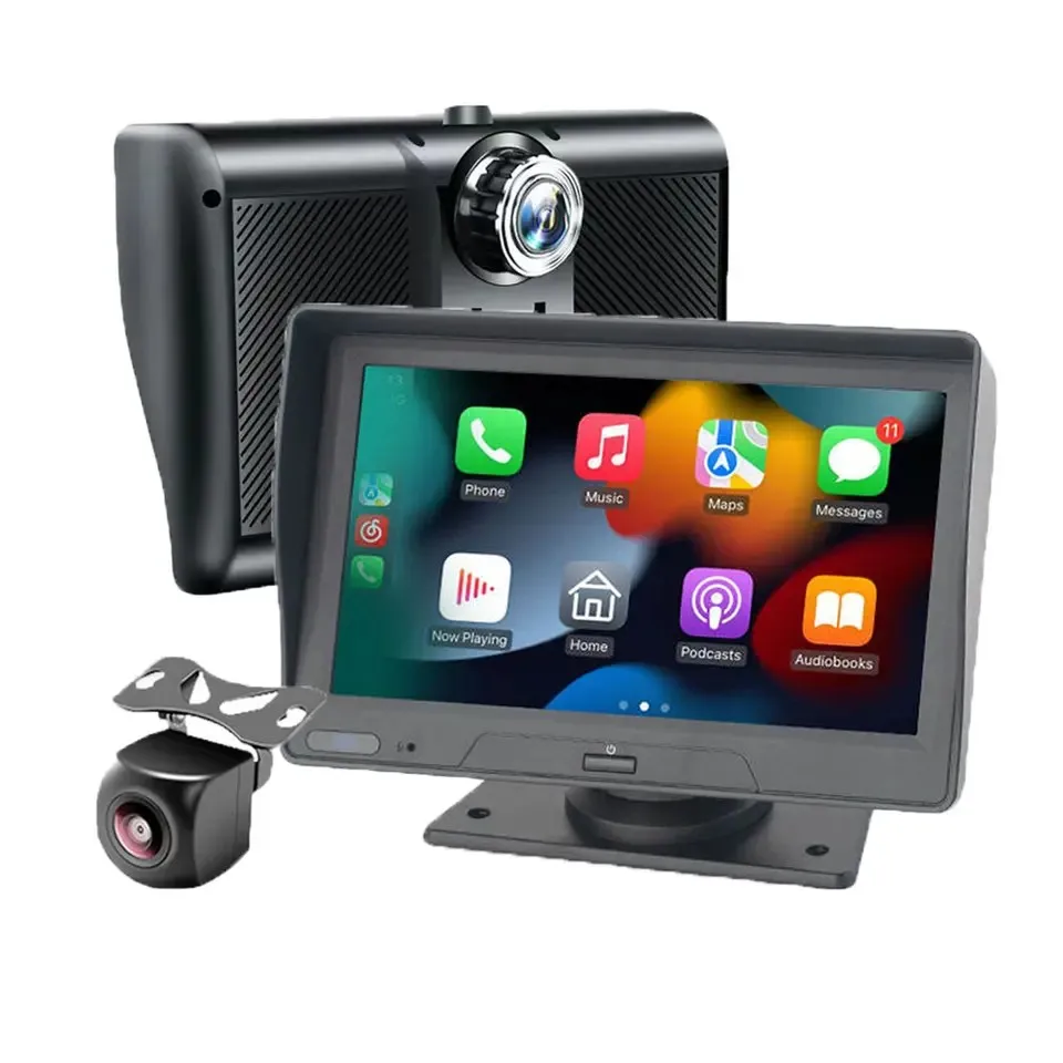 7Inch Portable Wireless Carplay Apple PND DVR Dual Recording Dash Cameras