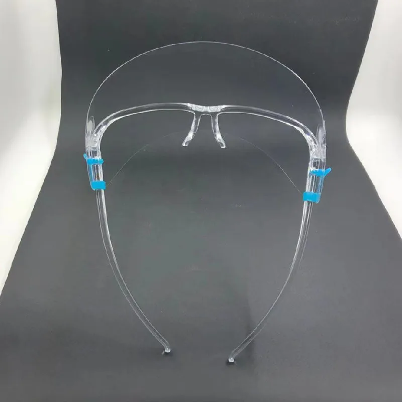 PET Face Shields with Glasses Frames Clear Plastic Glass Face Shields Anti Fogging For Kitchen