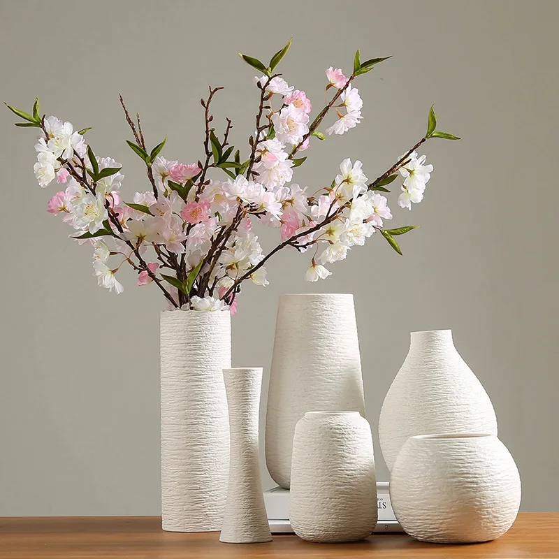 White vase ceramic vase ornaments dry flower arrangement modern simple literary white porcelain good quality fashionable vase