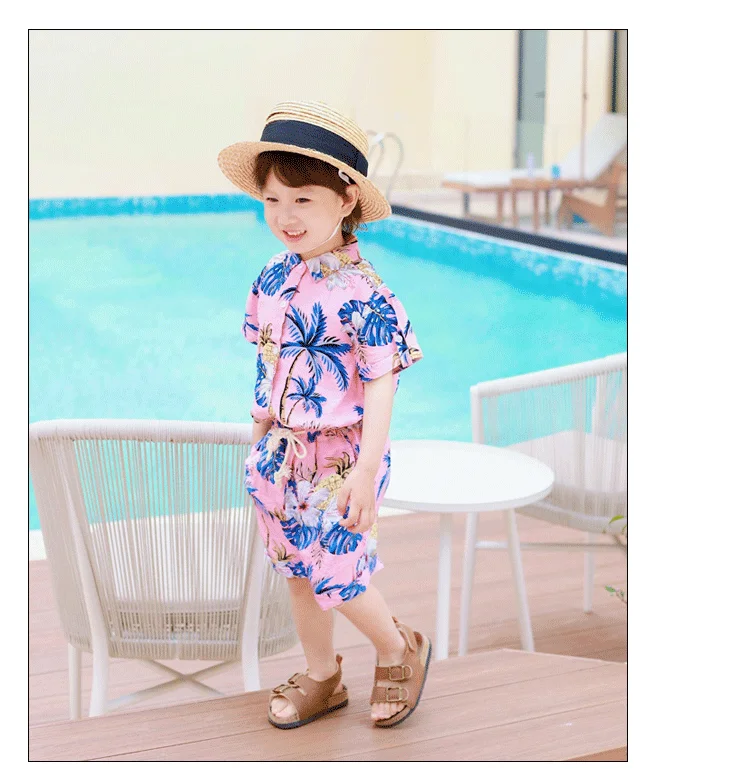 Baby Boys Clothes Set Floral Print Shirt Tops + Short Pants Suits Toddler Kids Children Beach Hawaiian Casual Clothes