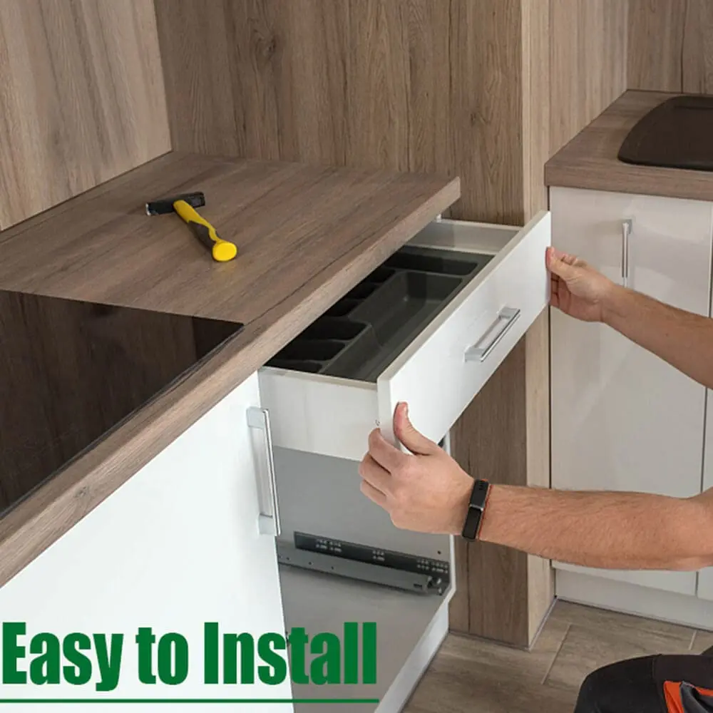 V2 Single Extension Hydraulic Damper Soft Close Under-mount Drawer Slide Cabinet Drawer Slide Channel for Kitchen Cabinet 30kg