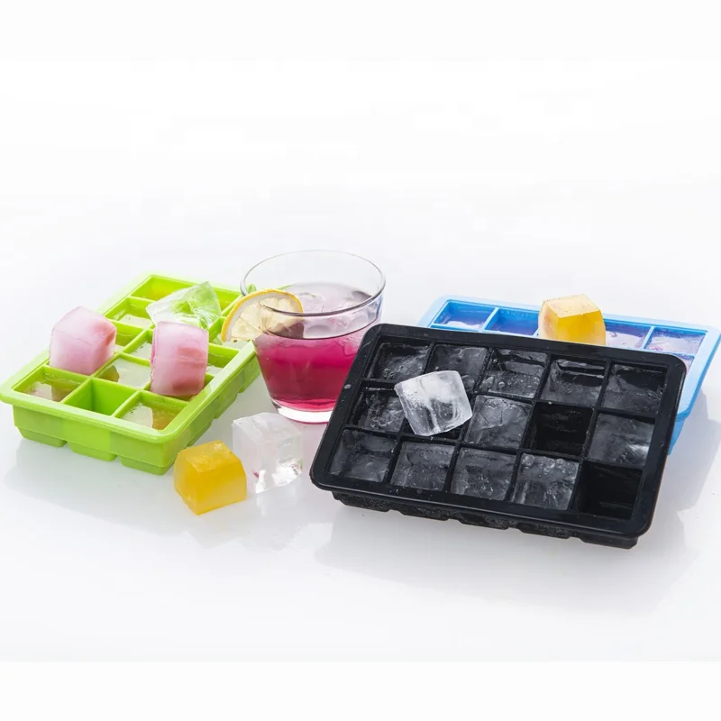 Dishwasher Safe Non-Stick 15 Cavities silicone Ice Cube Trays Molds, factory wholesale silicone ice mold for Whiskey