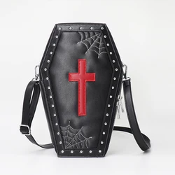 2023 Pu Leather Custom Coffin Shaped Cosmetic Case with Spider Web For Women Handbag gothic purse Manufacture Doll Bag