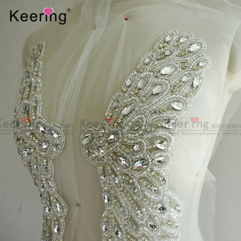 wholesale crystal rhinestone bridal bodice applique  for wedding dress WDP-150
