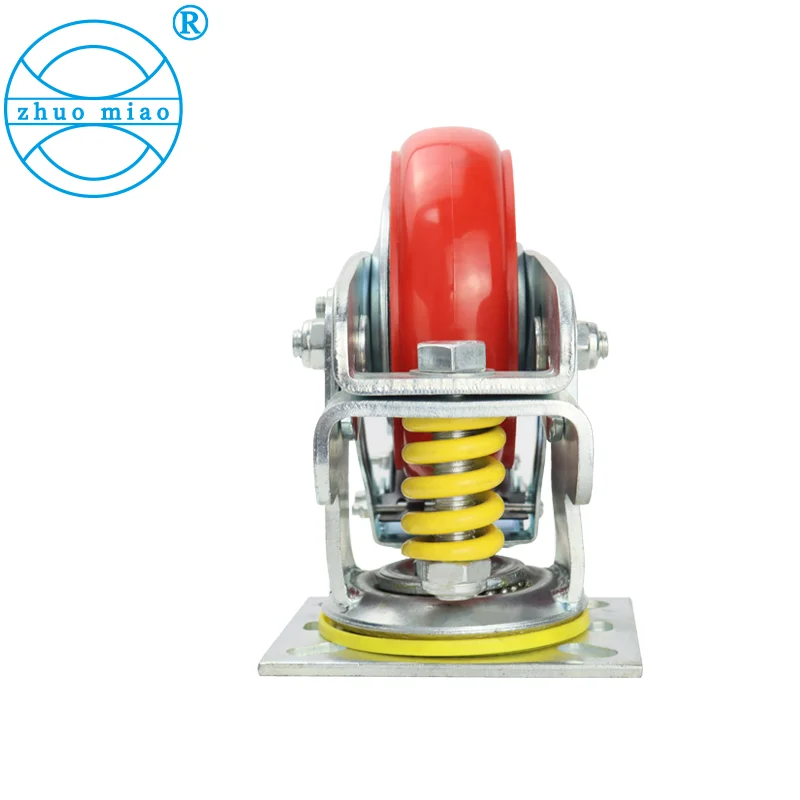 
factory cheap price6 inch Single springs PU wheel for automobile industry shock absorber caster Universal caster with brake 