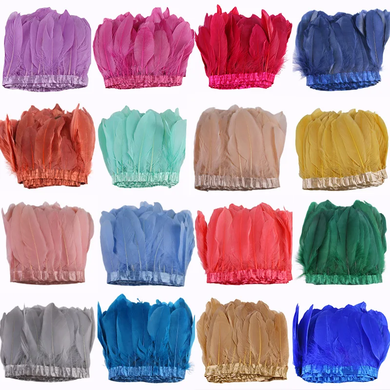 15-20CM Goose Feather Trim DIY Natural Dyed Feather Ornament Crafts Clothing Decorative Materials