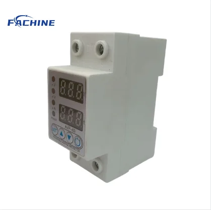Display din rail adjustable over voltage and under voltage protection digital over current protector 63A 230V digital electric