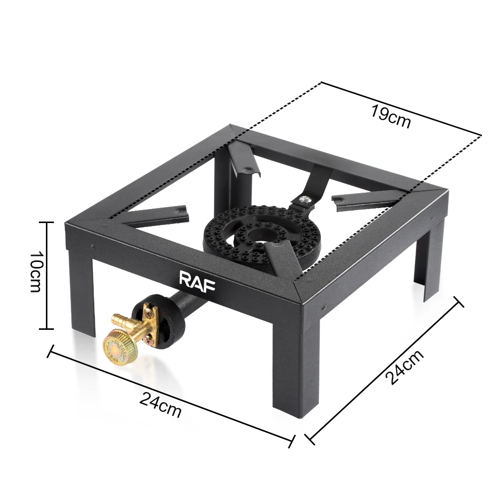 RAF Single Burner Iron Camping Stove Black Outdoor Gas Stove for Barbecue Grilling Stand Cooker