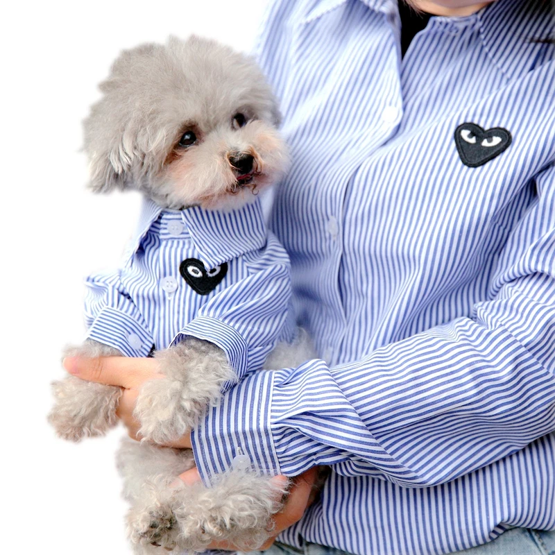 Master Dog Parent-child Outfit Spring and Autumn New Khaki Black Stripe Loose Hoodies Cotton Casual Pet Clothing