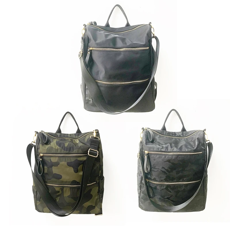 2022 Nylon  Large Capacity  Camo Green Black Women  Travel  Casual Shoulder Laptop  Backpack  For  Sport Outdoor  Business