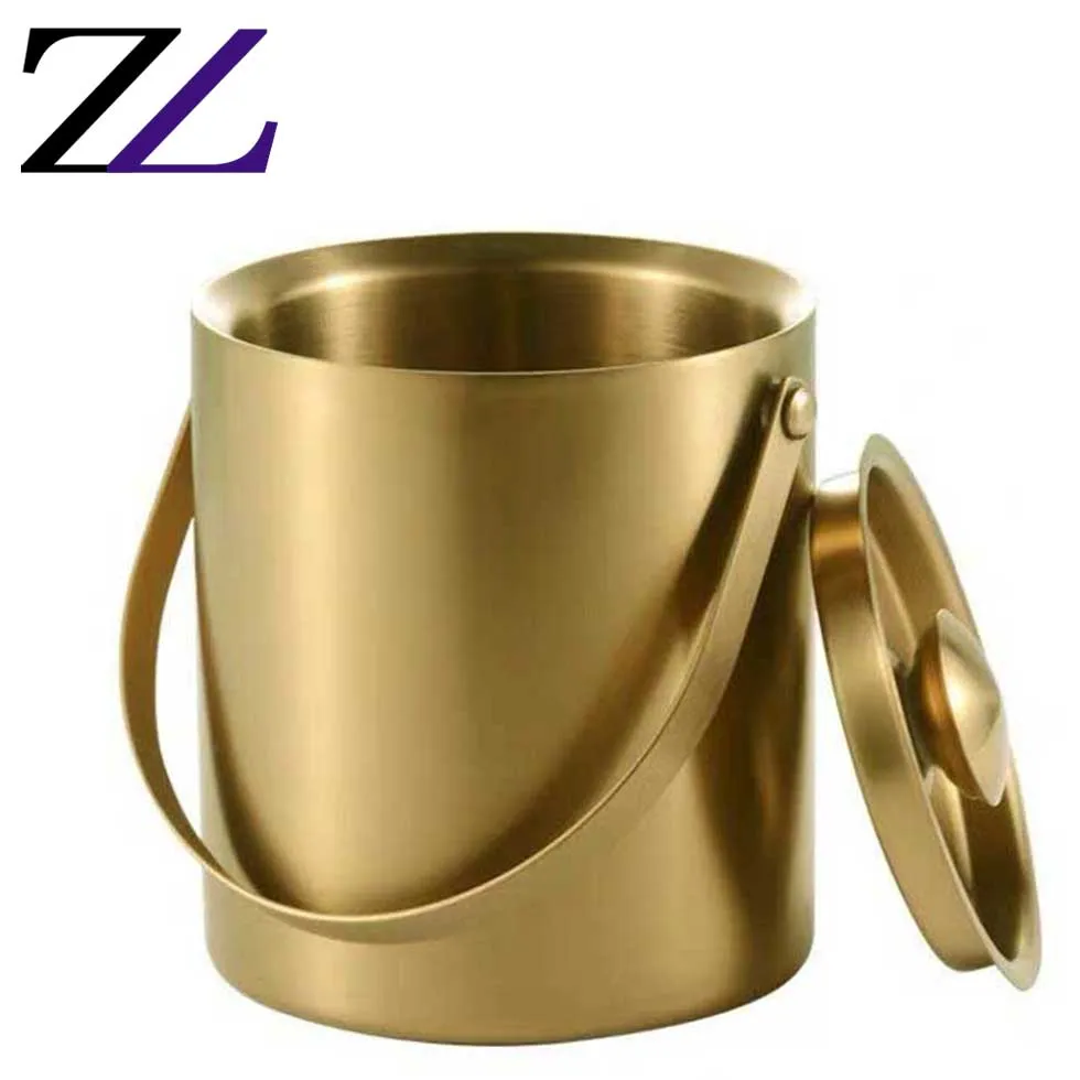Commercial party catering customized vodka wine bottle ice bucket metal square double wall ice bucket night club ice bucket