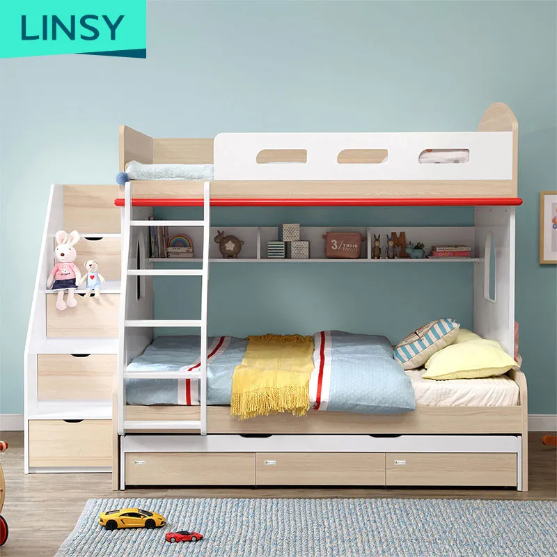 Linsy Деревянный Детский комплект мебели для спальни детская кровать