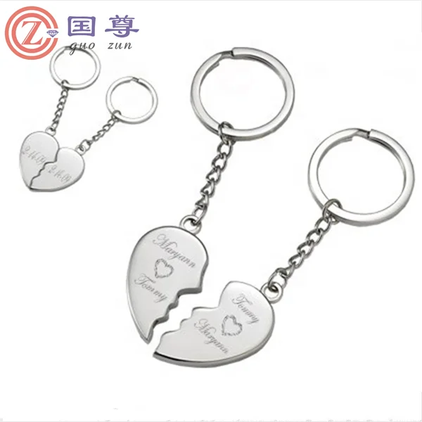 High quality Stylish Lovely Heart Cute Couple Keychain Love Keychain Key Ring steel heart-shaped key ring with Heart Pendant
