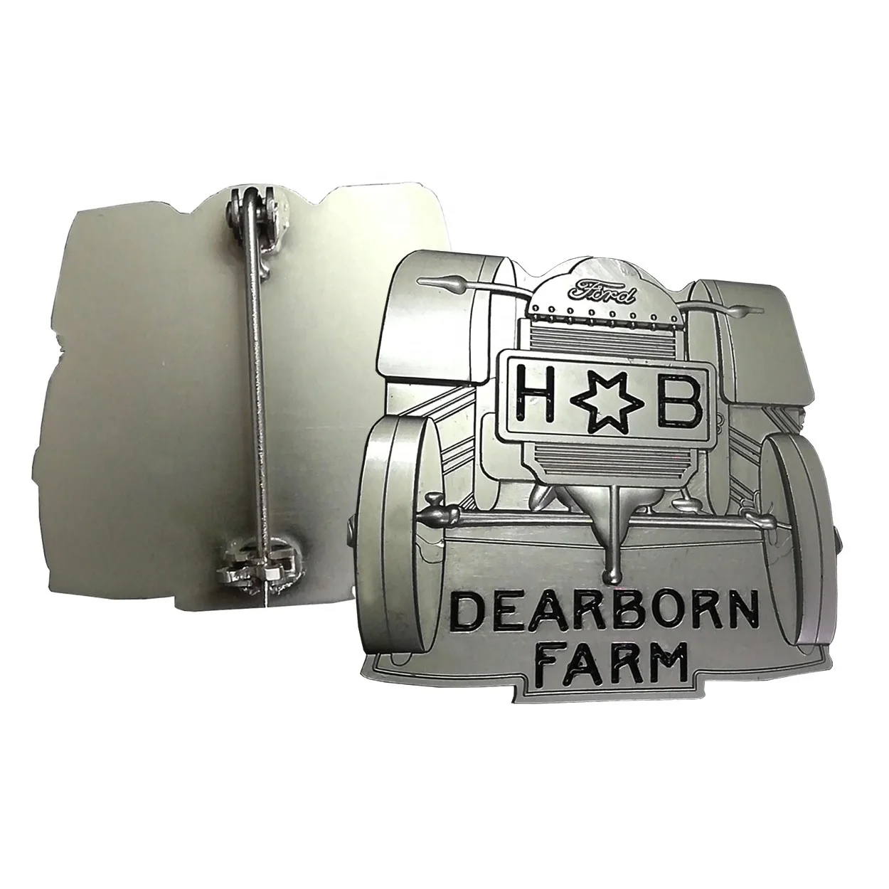 Custom design metal DEAR BORN FARM zinc alloy antique silver 3D lapel pin badge for farmer