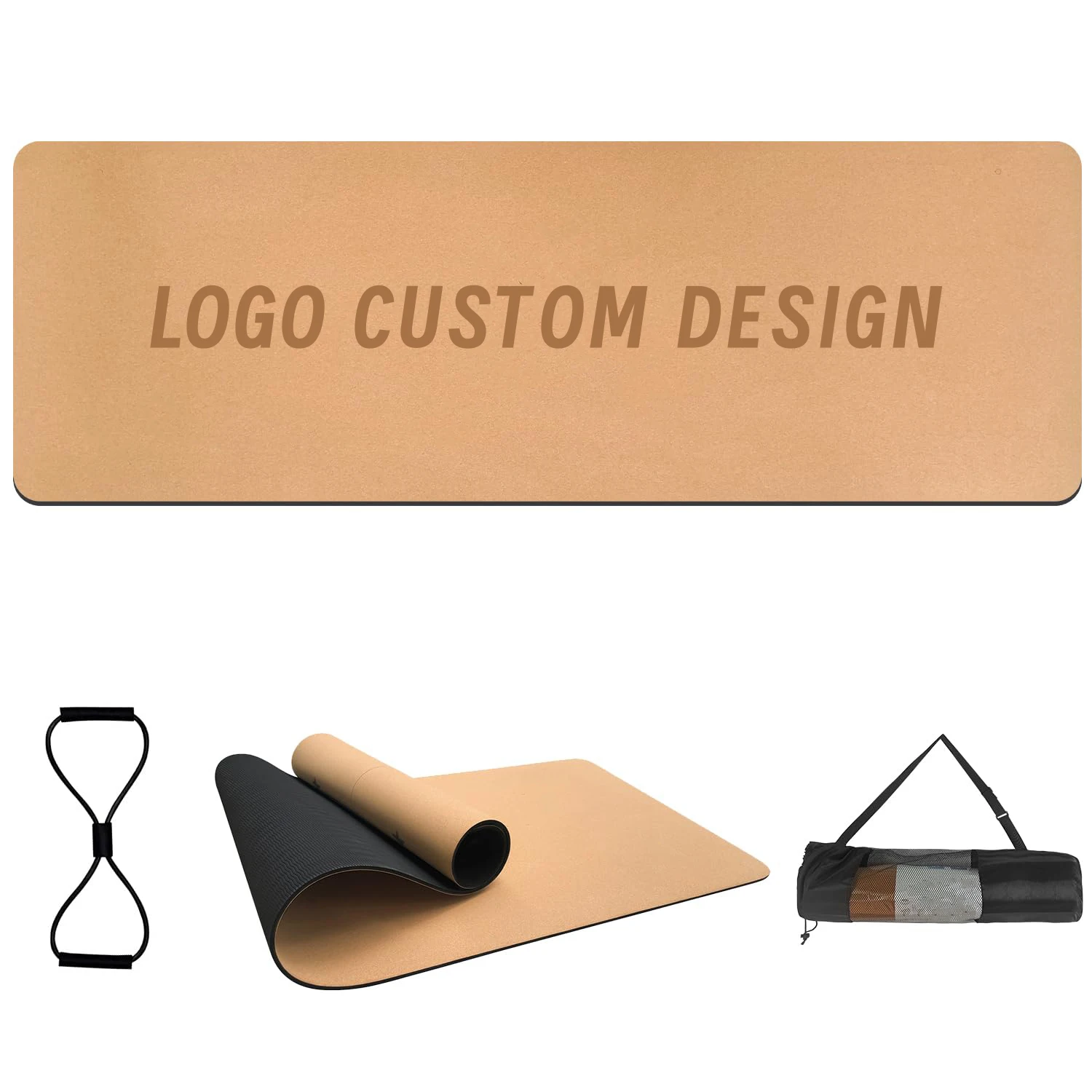 Huayi  Non Slip Cork Yoga Mat Custom Organic Eco Friendly Thick Yoga Matte Tpe Natura Cork Rubber Yoga Mat