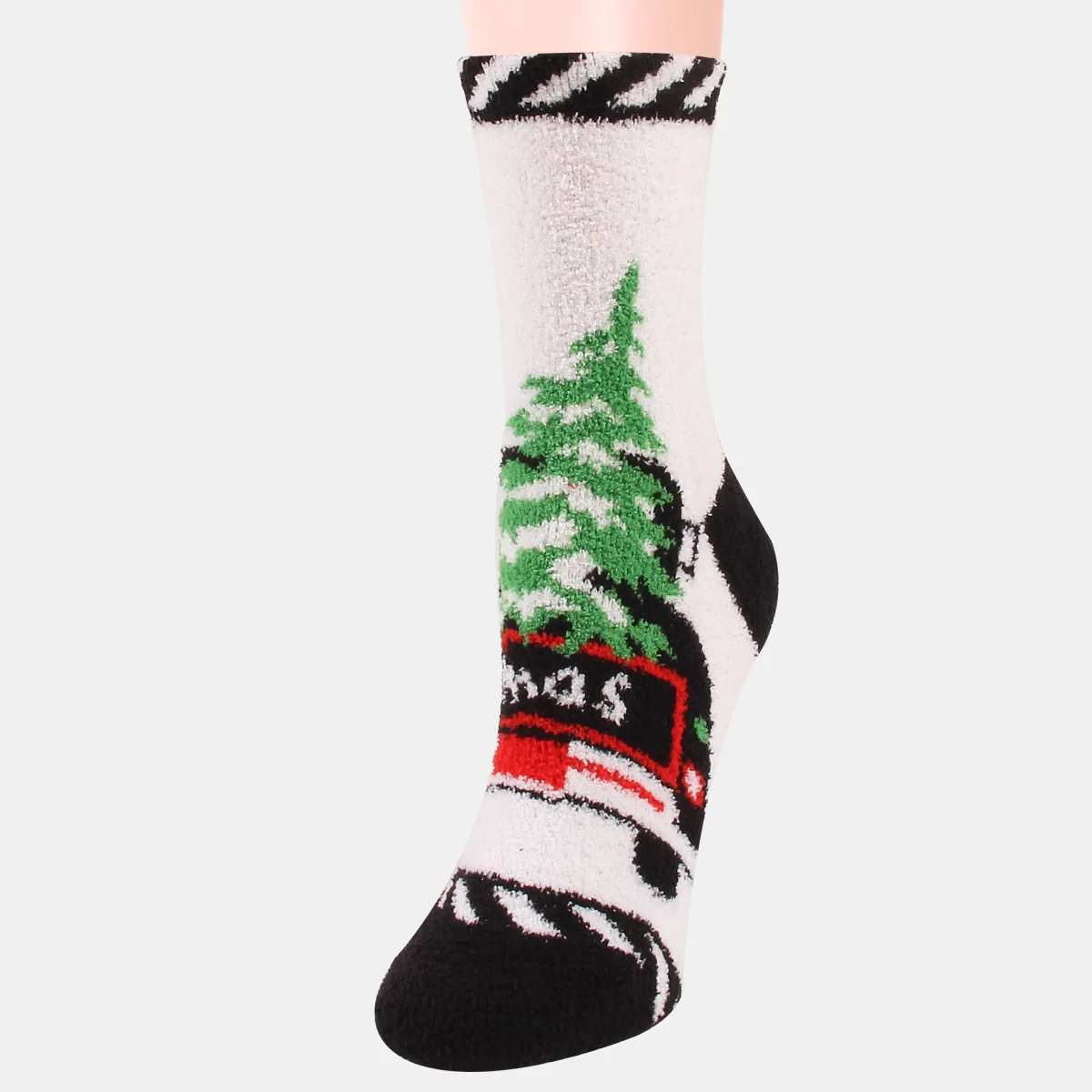 2023 new midtube Christmas female thickened warm sleep cartoon elk festival half fleece socks manufacturers