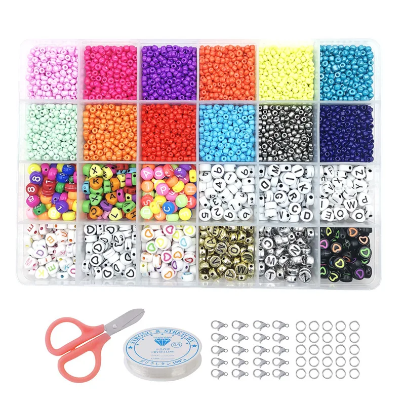2022 Hot Sale Glass Seed and Letter Bead String Craft DIY Bracelet