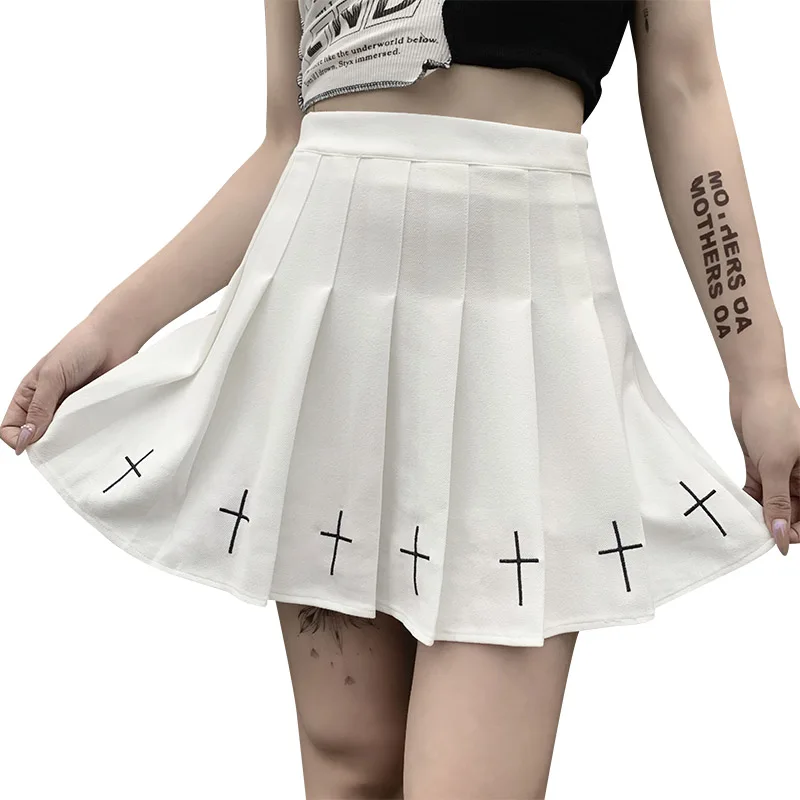 2022 New Hot Summer Womens Girls Goth Skirts Short Sexy Mini Skirt Ladies Pleated Black Gothic Punk Skirt