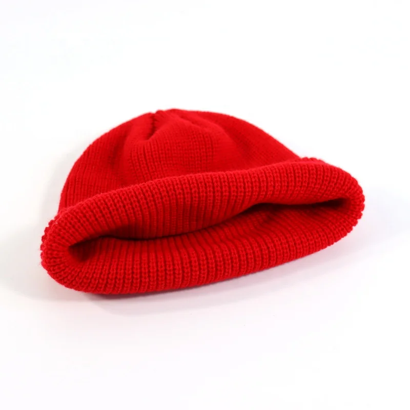 Snug And Warm Scarlet Red Knitted Winter Hat Embroidery Custom Logo Beanie