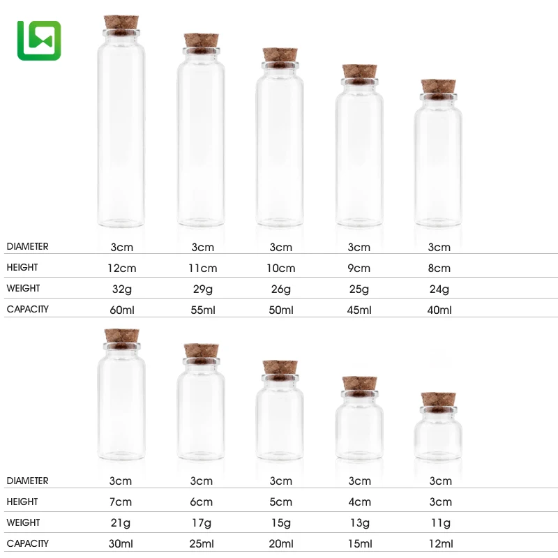 Diameter 30mm  Flat Glass Test Tube  Galls Flat Bottom Bulk Test Glass Tube with Cork