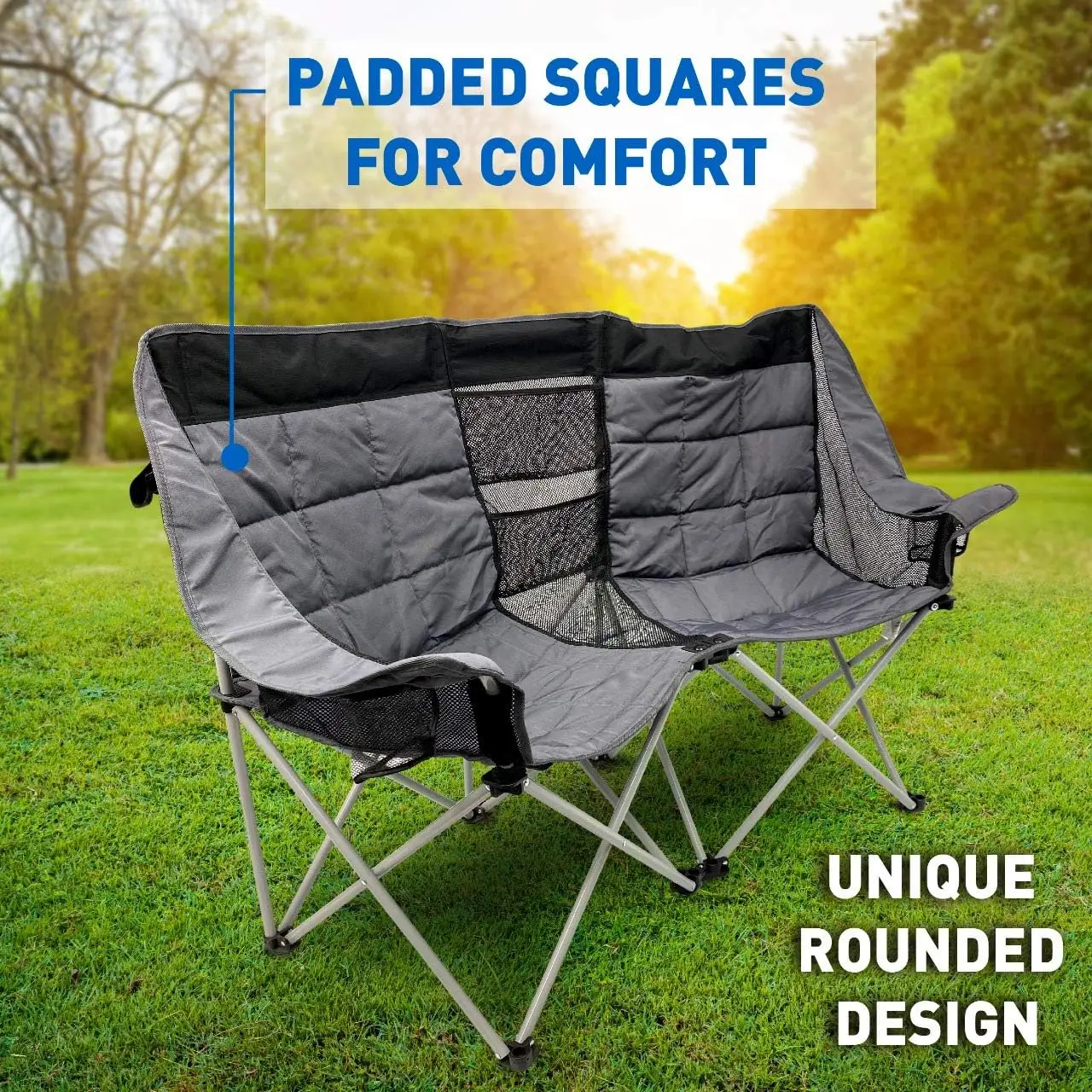 NPOT 2024 New Design Padded Camping Chair,double Love Seat Metal Steel Iron BSCI Camping Kitchen European Outdoor Table 1000pcs