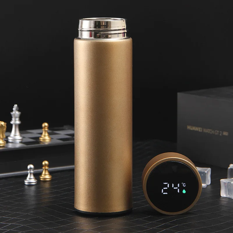 304 Office Business Straight Body Vacuum Stainless Steel Intelligent Temperature Measuring Insulation Cup With Filter Screen