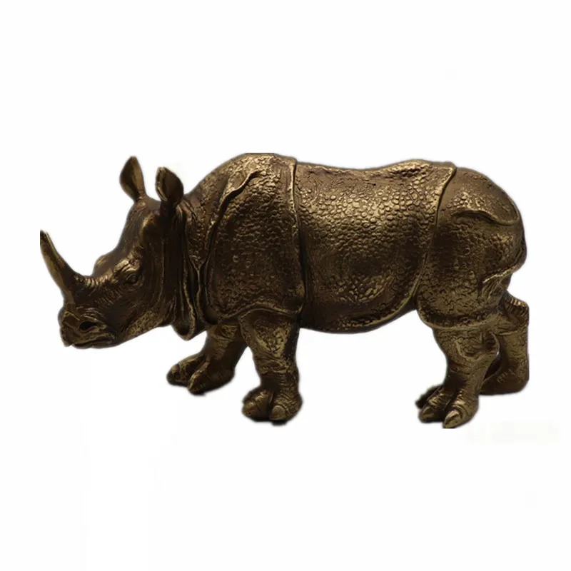 Аксессуары для украшения дома, дикая анминальная скульптура, античная латунная полимерная статуя носорога