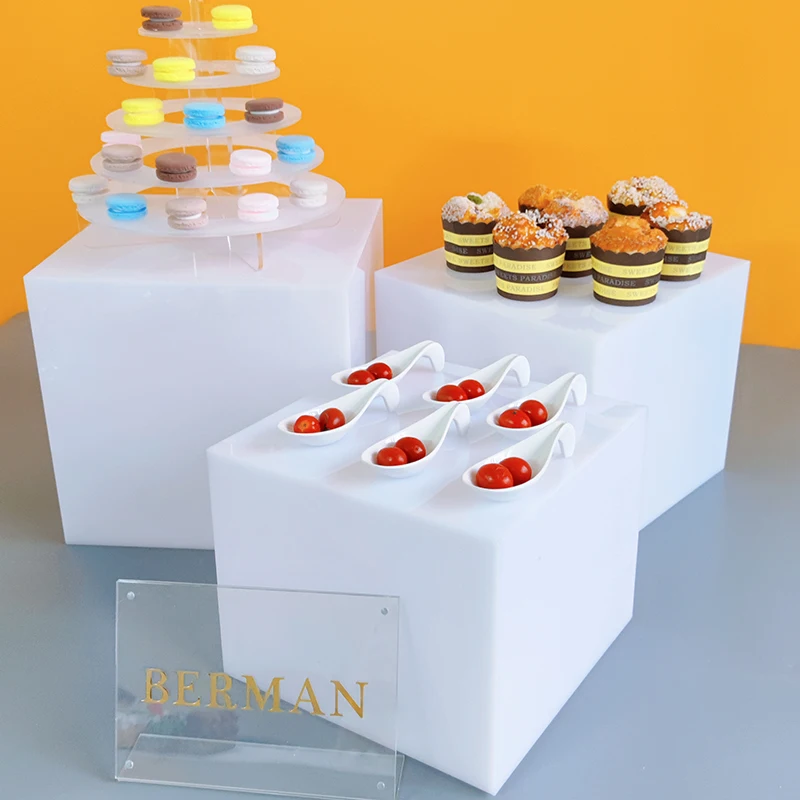 3pcs set white wedding party buffet decoration cake stand riser acrylic food display