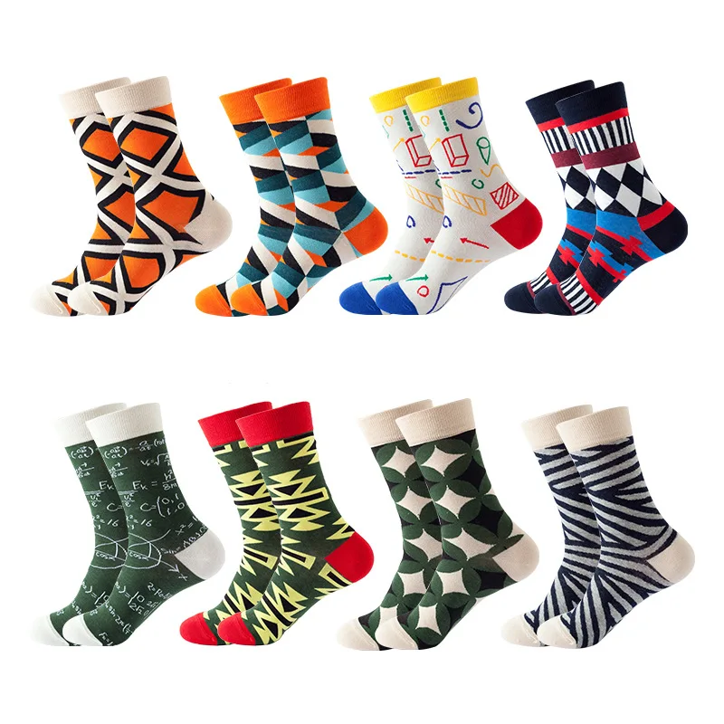 Personality logo dress novelty funny cartoon art hip hop casual colorful men animal socken tube stripe cotton crew socks