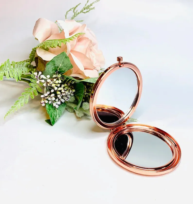 70mm 2X Magnification Compact Pocket Mirrors Cosmetic Make Up Small Folding Portable Hand Round Mirror