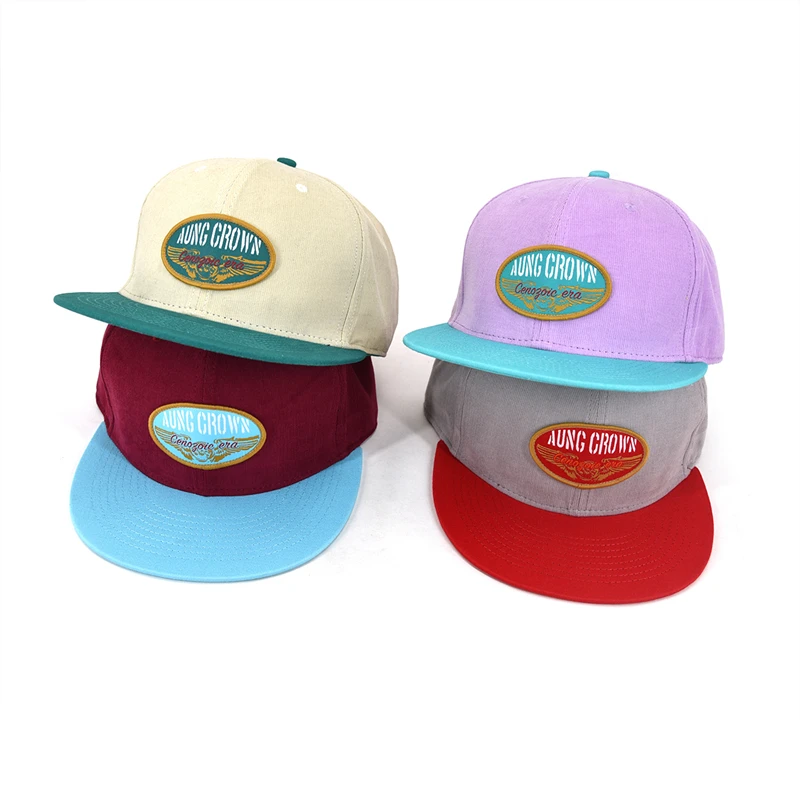 Wholesale customize unisex 2D 3D embroidery logo unstructured corduroy vintage 5 panel snapback hat