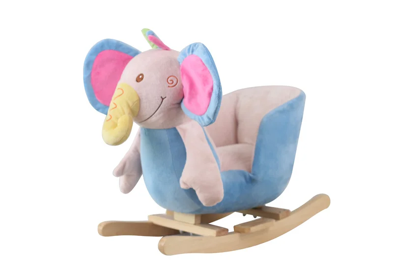 Wholesale Toddler Grey blue pink Elephant Rocking Chair Wooden Riding Rocking Chair Christmas Toys