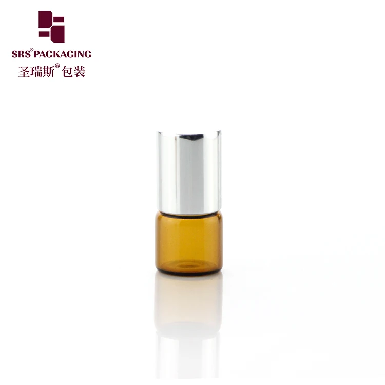 BLP15-1ML 2ML 3ML 5ML Empty Mini Size Glass Vial Container with Thread Matching Screw Metal Silver/Gold Cap with Metal Ball