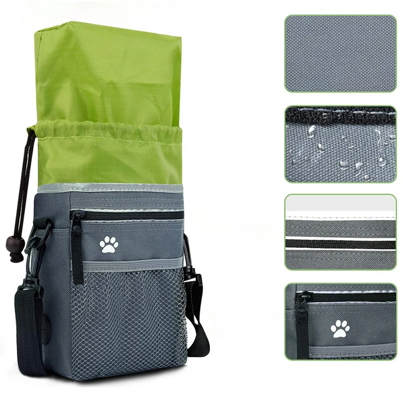Large Capacity Waterproof Dog Treat Pouch Pet Training Bag With Bowl,Clicker