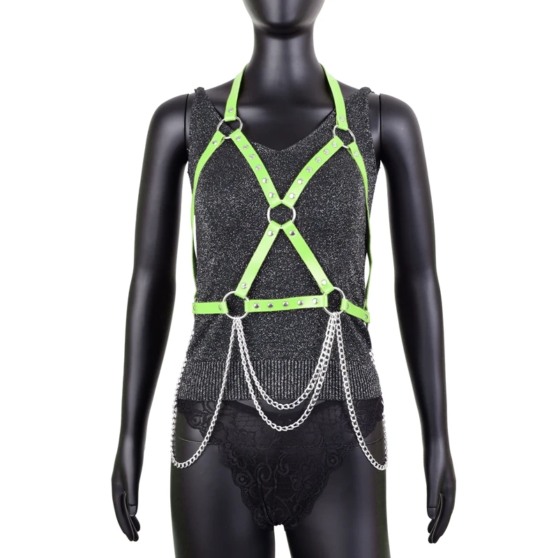 Women Punk Body Harness Leather Gothic Rave Party Night Body Chain Body Chain Set Costume Party Dance Festival Accessory