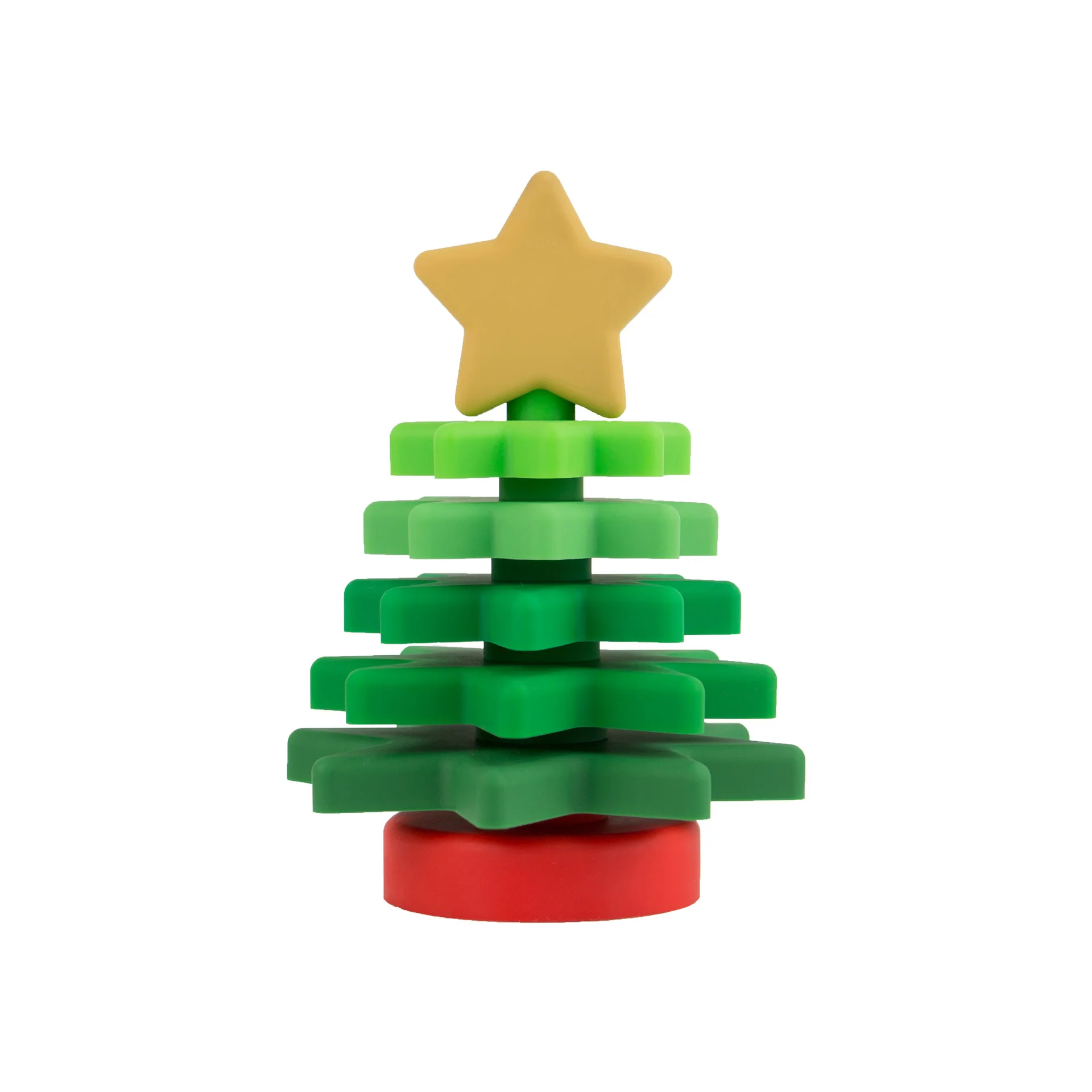 New Arrival Christmas Tree Soft Star Shape Stackable Building Blocks Babe Baby Silicone Stacking Rings Toy