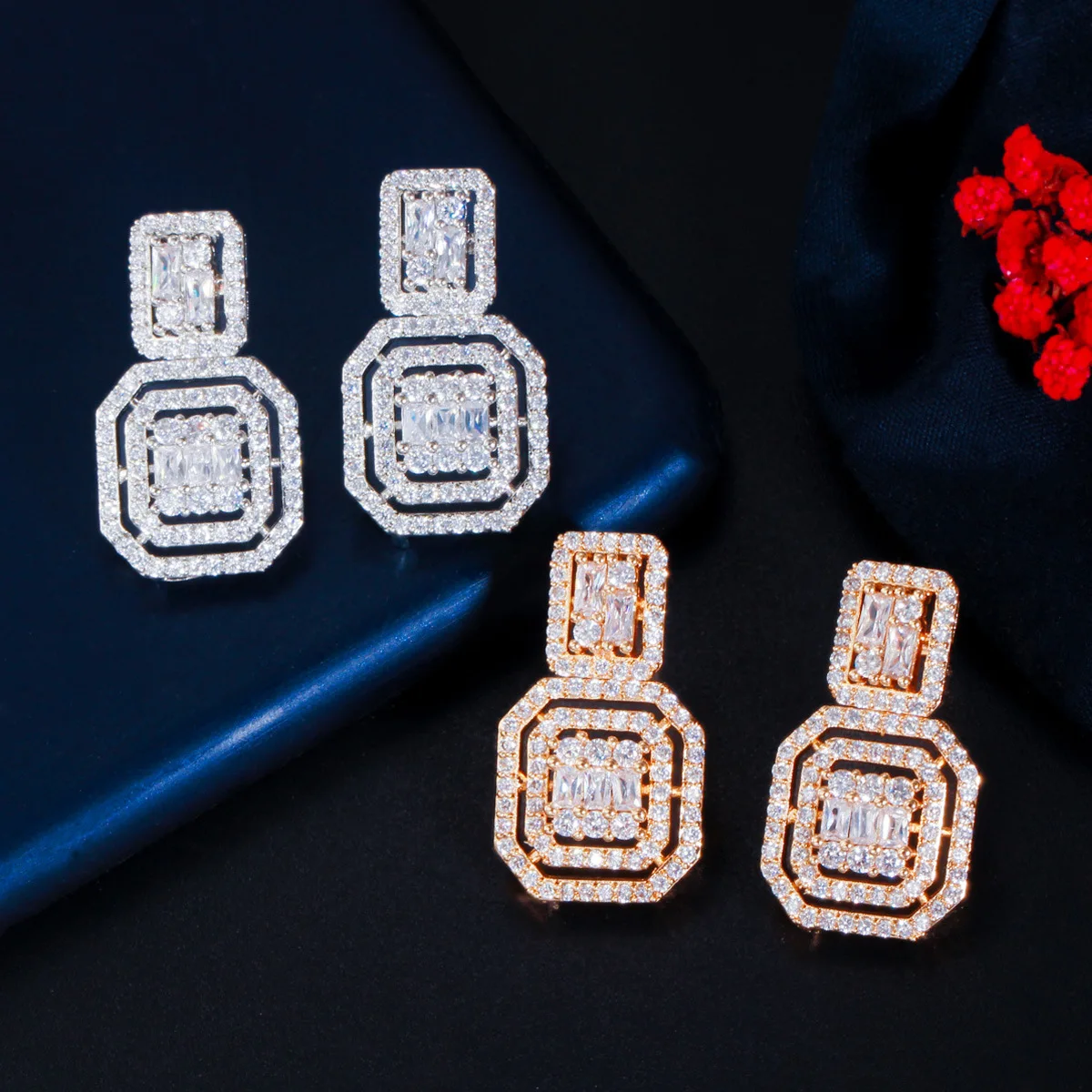 Luxury Dubai Bridal Jewelry Set Full Jewelry Sets Cz Crystal Bridal Zirconia Brass Vintage Wedding Party for Women White Zircon