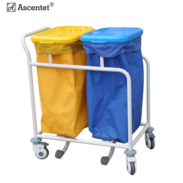 Hospital furniture cheap dirty solid linen portable dressing trolley bag laundry linen trolley
