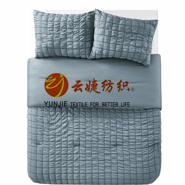 Soft Wash Check Pattern Microfiber Seersucker Comforter Bedding Fabric