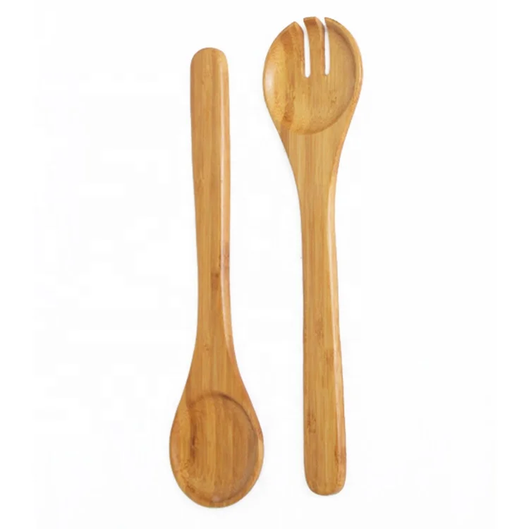 Natural Wood Salad Spoon Fork Wooden Utensils Large Spoons Salad Servers Cooking Kitchen Tools