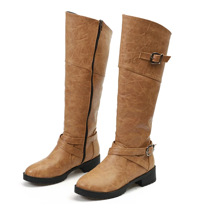 Ladies and girls genuine leather casual knee high shoes women boots fashionable