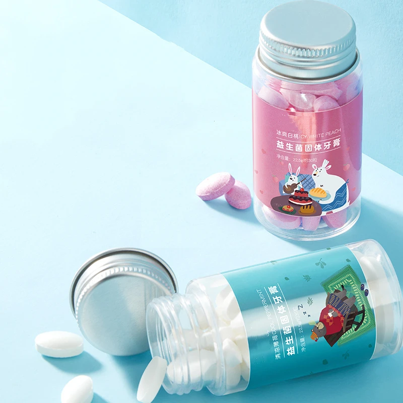 Natural Solid Chewable Toothpaste Pills  Vegan Teeth Whitening Toothpaste Tablets