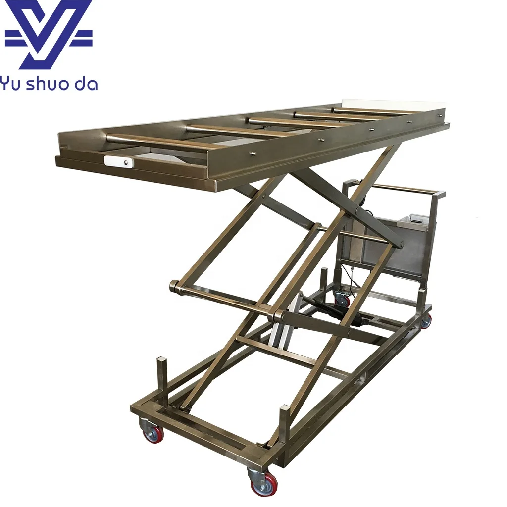 Surgical equipment electric hydraulic mortuary cart with lift system