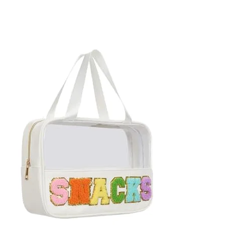 Embroidery PVC Letter Cosmetic Bag Travel Storage Toiletry Bag Large Capacity Transparent Waterproof Women Bag